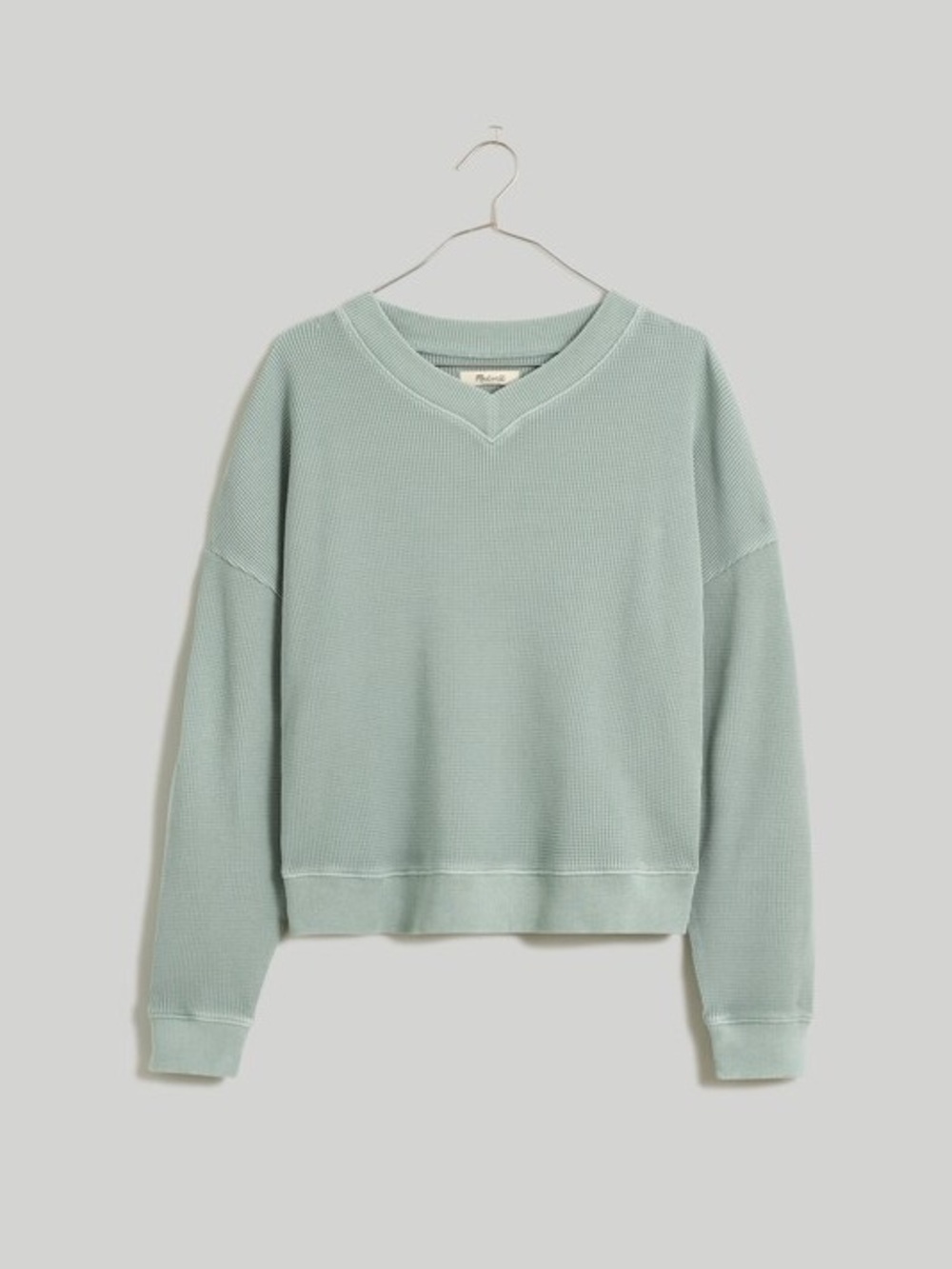 Madewell | Waffle Knit Boxy Sweatshirt Tee In Pale Eucalyptus Size Medium